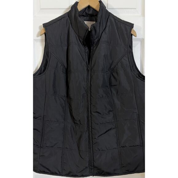 Woman Within Plus Size LARGE 18/20 Quilted Black Winter Fall Light Puffer Vest - Picture 1 of 2